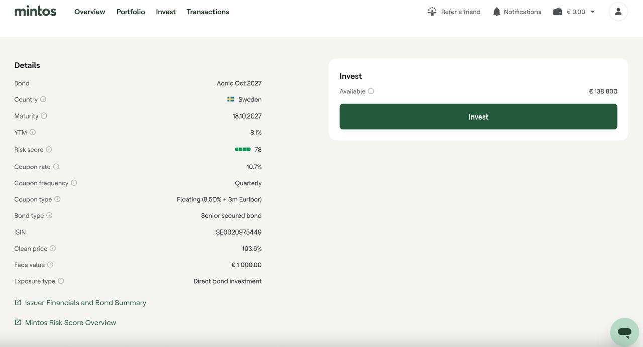Mintos Bond Overview