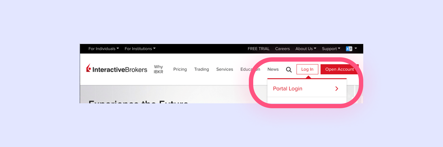 Login to the Interactive Brokers Client portal from the home page.