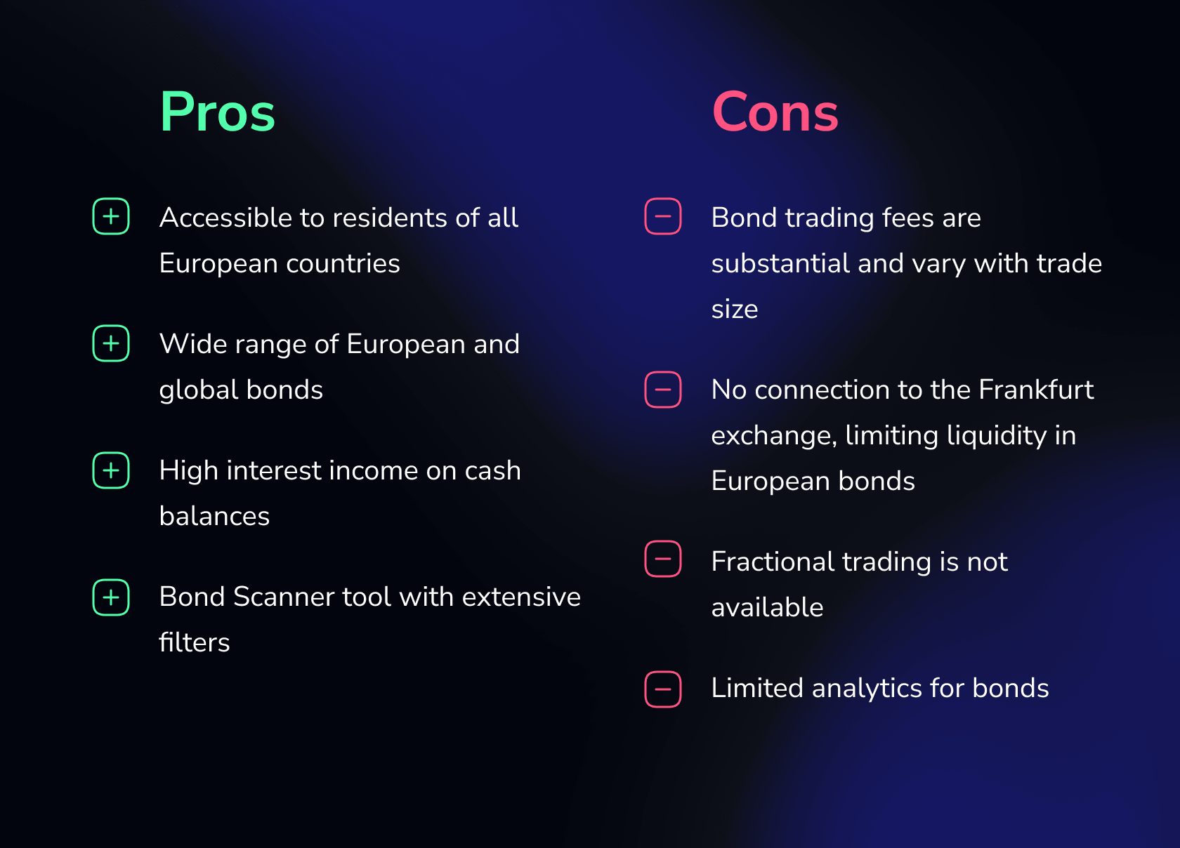 Pros and Cons of using Interactive Brokers for bond trading.